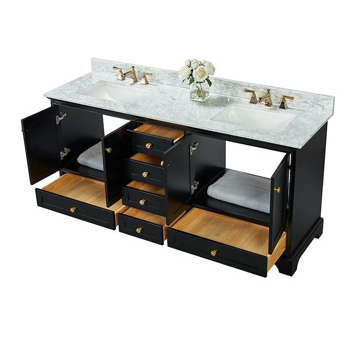 Ancerre Designs Audrey Double Bath Vanity Set Italian Carrara White Marble Vanity Top