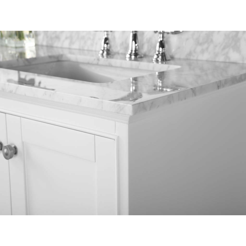 Ancerre Designs Audrey Double Bath Vanity Set Italian Carrara White Marble Vanity Top