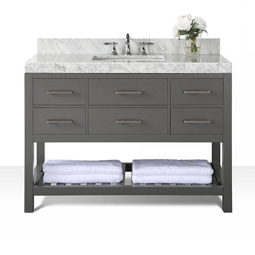 Ancerre Designs Elizabeth Single Bath Vanity Set Italian Carrara White Marble Vanity Top