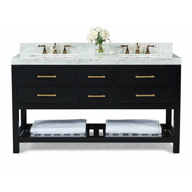 Ancerre Designs Elizabeth Double Bath Vanity Set Italian Carrara White Marble Vanity Top