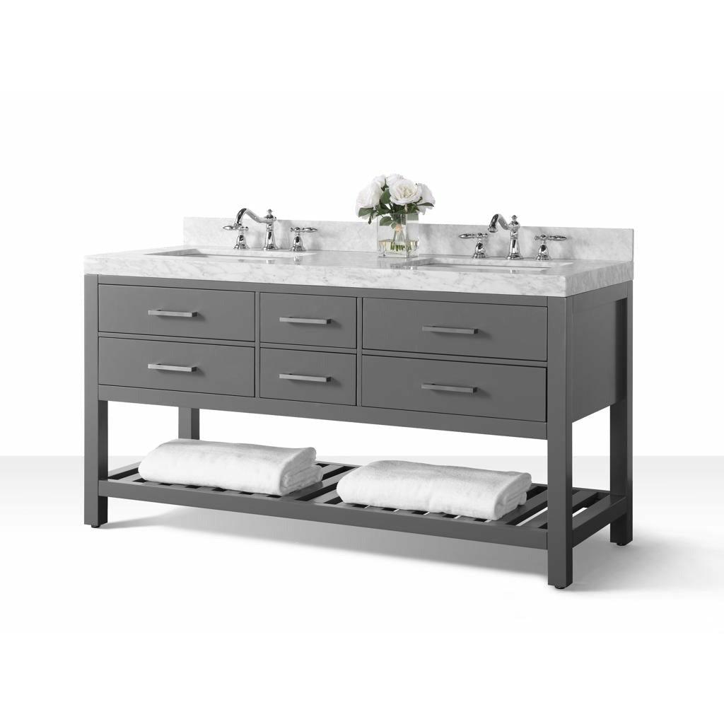 Ancerre Designs Elizabeth Double Bath Vanity Set Italian Carrara White Marble Vanity Top