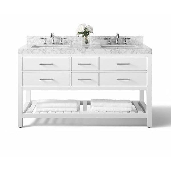 Ancerre Designs Elizabeth Double Bath Vanity Set Italian Carrara White Marble Vanity Top