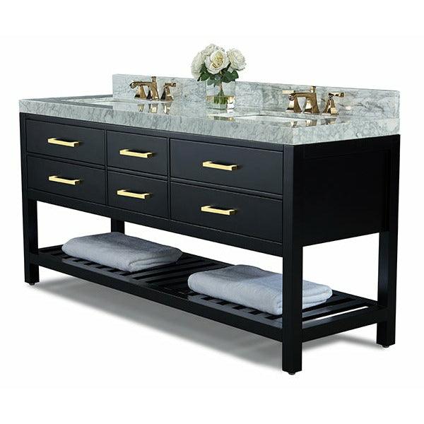 Ancerre Designs Elizabeth Double Bath Vanity Set Italian Carrara White Marble Vanity Top