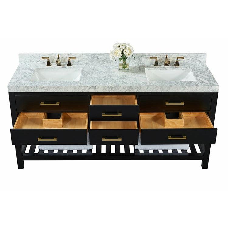 Ancerre Designs Elizabeth Double Bath Vanity Set Italian Carrara White Marble Vanity Top