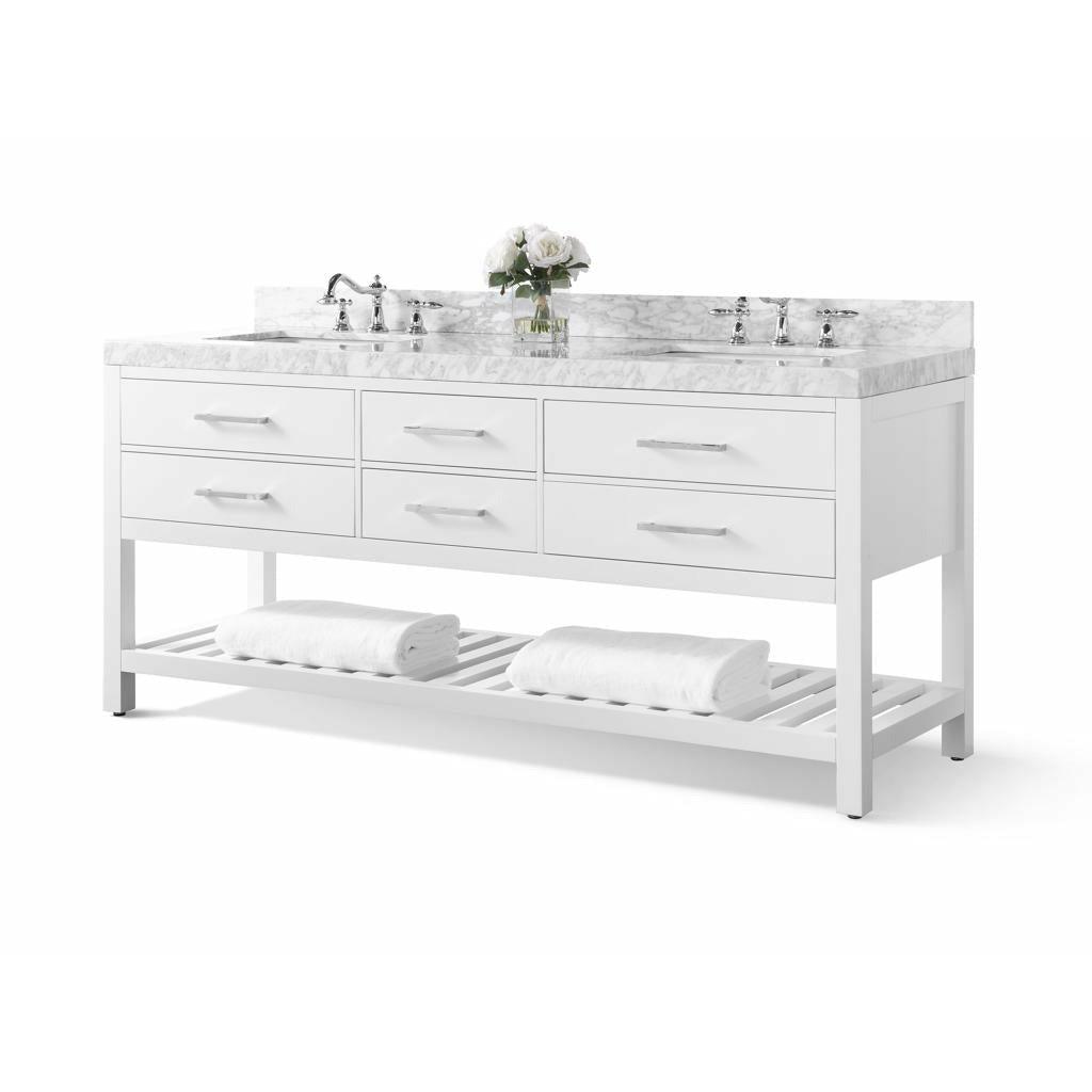 Ancerre Designs Elizabeth Double Bath Vanity Set Italian Carrara White Marble Vanity Top