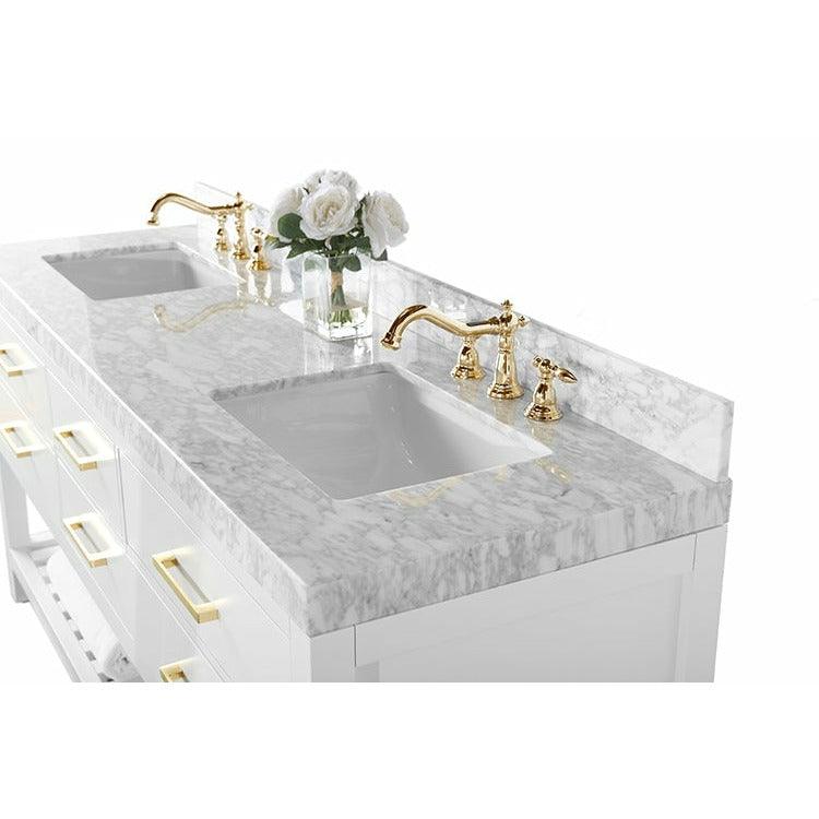 Ancerre Designs Elizabeth Double Bath Vanity Set Italian Carrara White Marble Vanity Top