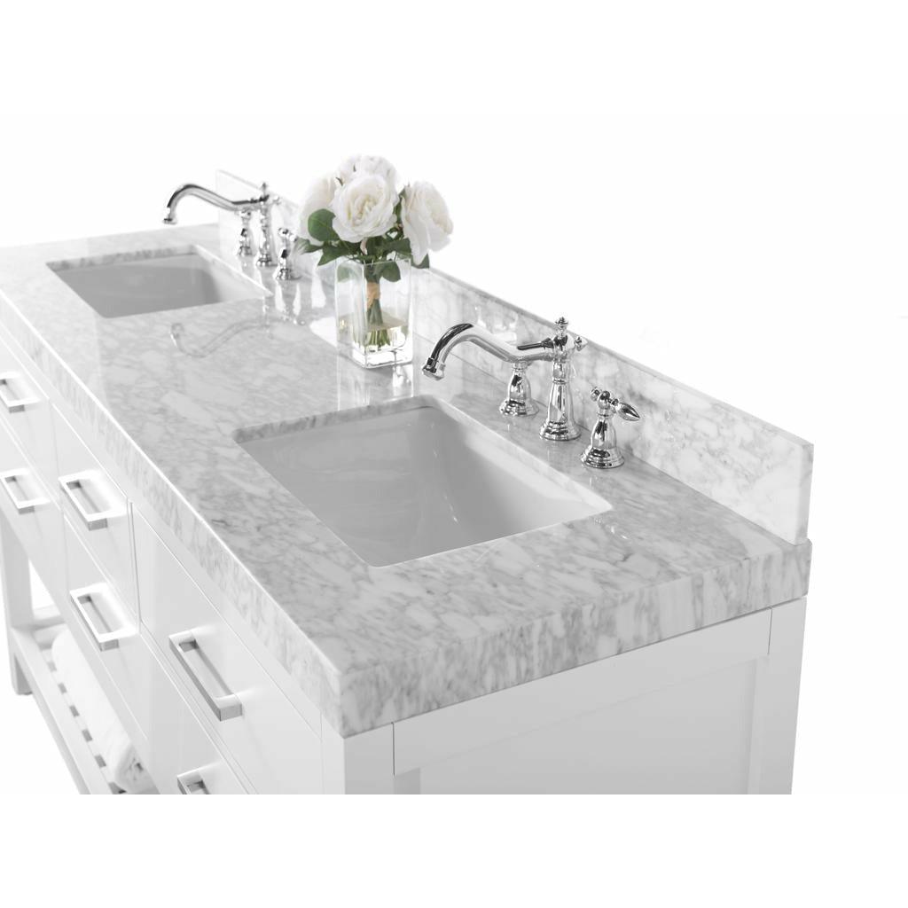 Ancerre Designs Elizabeth Double Bath Vanity Set Italian Carrara White Marble Vanity Top