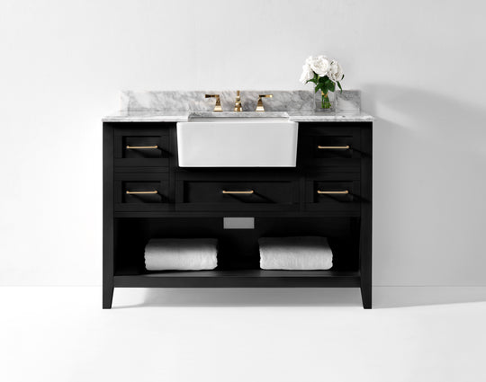 Ancerre Designs Hayley Bathroom Vanity With Sink And Carrara White Marble Top Cabinet Set