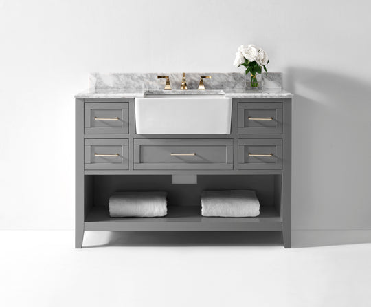 Ancerre Designs Hayley Bathroom Vanity With Sink And Carrara White Marble Top Cabinet Set