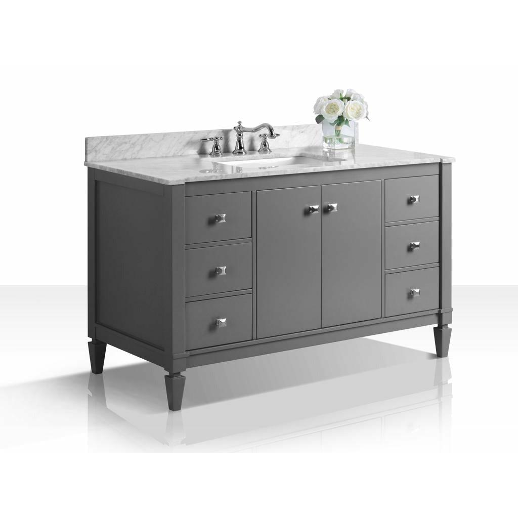 Ancerre Designs Kayleigh 48" Single Bath Vanity Set Italian Carrara White Marble Vanity Top