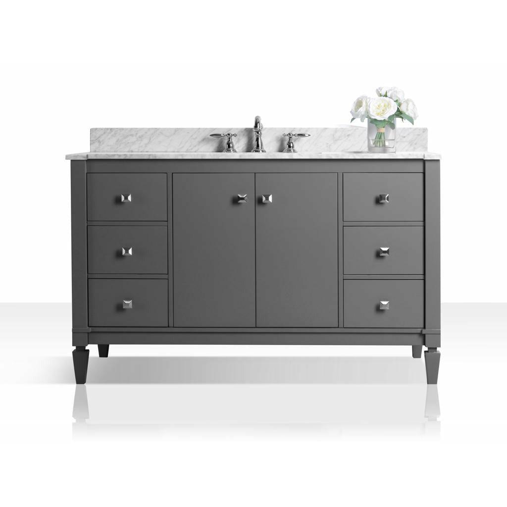 Ancerre Designs Kayleigh 48" Single Bath Vanity Set Italian Carrara White Marble Vanity Top