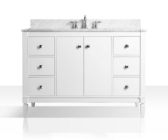 Ancerre Designs Kayleigh Bathroom Vanity With Sink And Carrara White Marble Top Cabinet Set