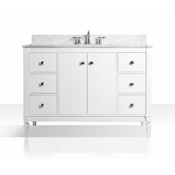 Ancerre Designs Kayleigh 48" Single Bath Vanity Set Italian Carrara White Marble Vanity Top