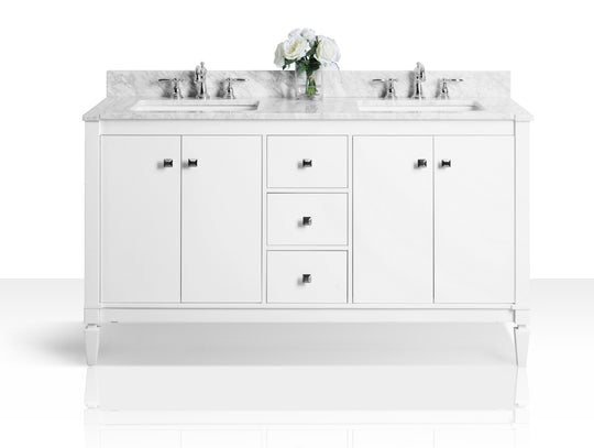 Ancerre Designs Kayleigh Bathroom Vanity With Sink And Carrara White Marble Top Cabinet Set