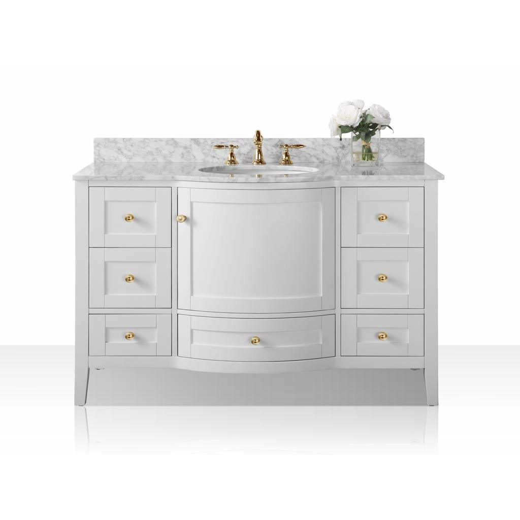 Ancerre Designs Lauren 48" Single Bath Vanity Set Italian Carrara White Marble Vanity Top