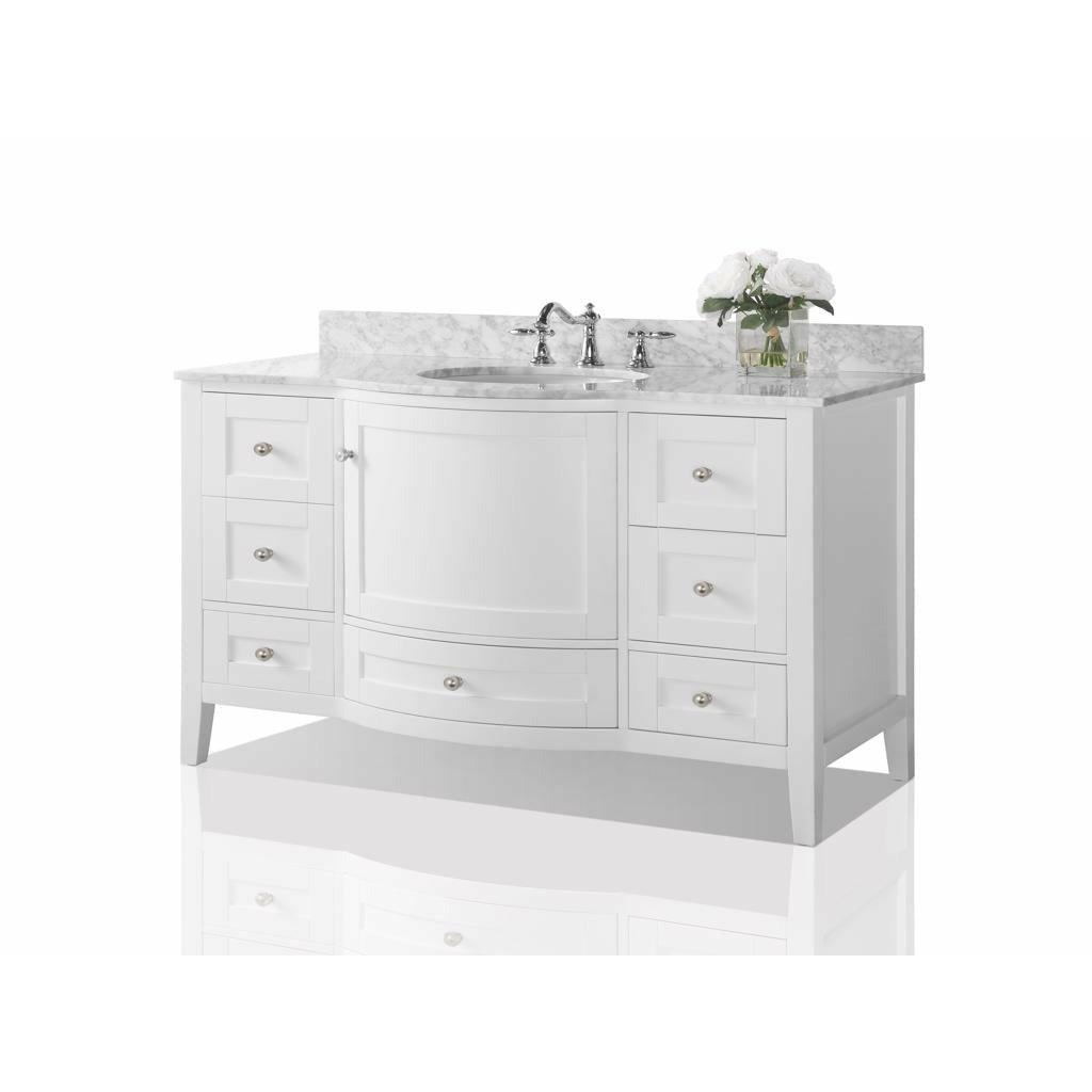 Ancerre Designs Lauren 48" Single Bath Vanity Set Italian Carrara White Marble Vanity Top