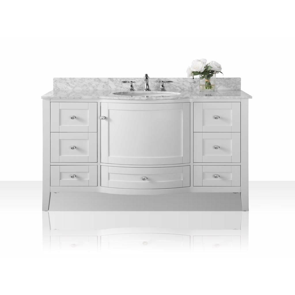 Ancerre Designs Lauren 48" Single Bath Vanity Set Italian Carrara White Marble Vanity Top