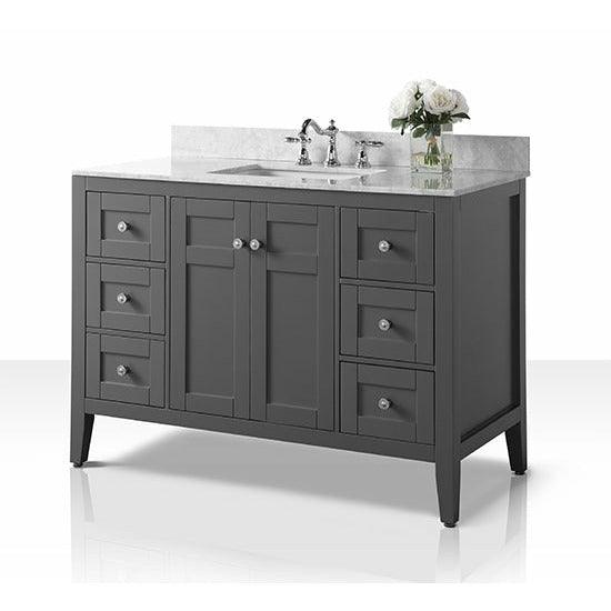 Ancerre Designs Maili 48" Single Bath Vanity Set Italian Carrara White Marble Vanity Top