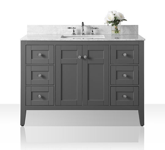 Ancerre Designs Maili Bathroom Vanity With Sink And Carrara White Marble Top Cabinet Set