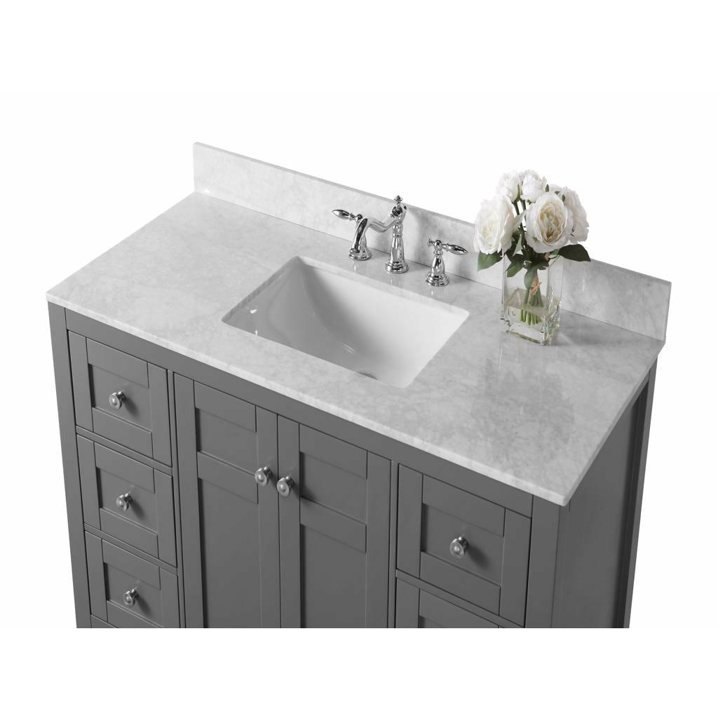 Ancerre Designs Maili 48" Single Bath Vanity Set Italian Carrara White Marble Vanity Top