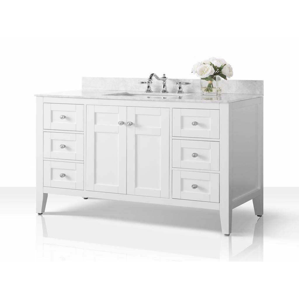 Ancerre Designs Maili 48" Single Bath Vanity Set Italian Carrara White Marble Vanity Top