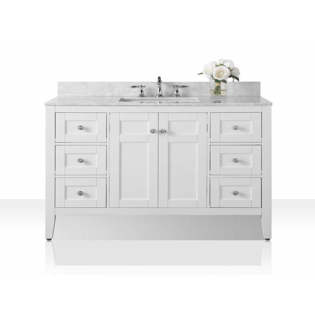 Ancerre Designs Maili 48" Single Bath Vanity Set Italian Carrara White Marble Vanity Top