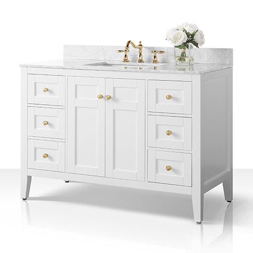 Ancerre Designs Maili 48" Single Bath Vanity Set Italian Carrara White Marble Vanity Top