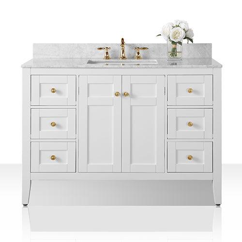 Ancerre Designs Maili 48" Single Bath Vanity Set Italian Carrara White Marble Vanity Top