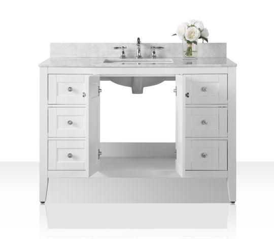 Ancerre Designs Maili Bathroom Vanity With Sink And Carrara White Marble Top Cabinet Set