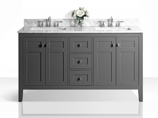 Ancerre Designs Maili Bathroom Vanity With Sink And Carrara White Marble Top Cabinet Set