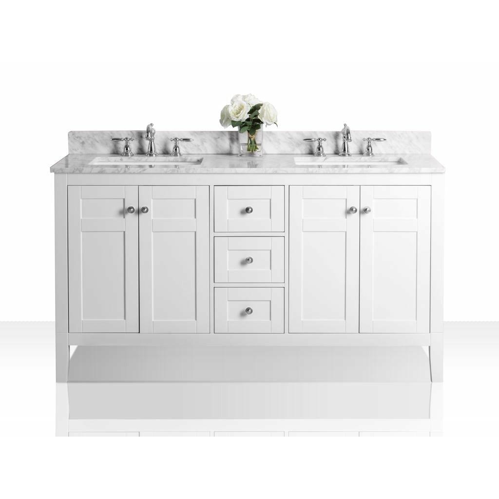 Ancerre Designs Maili 60" Double Bath Vanity Set Italian Carrara White Marble Vanity Top