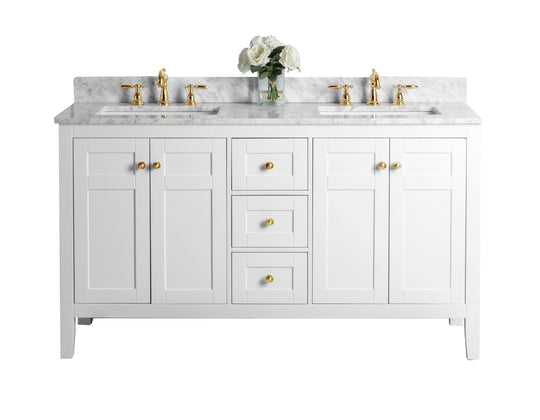 Ancerre Designs Maili Bathroom Vanity With Sink And Carrara White Marble Top Cabinet Set