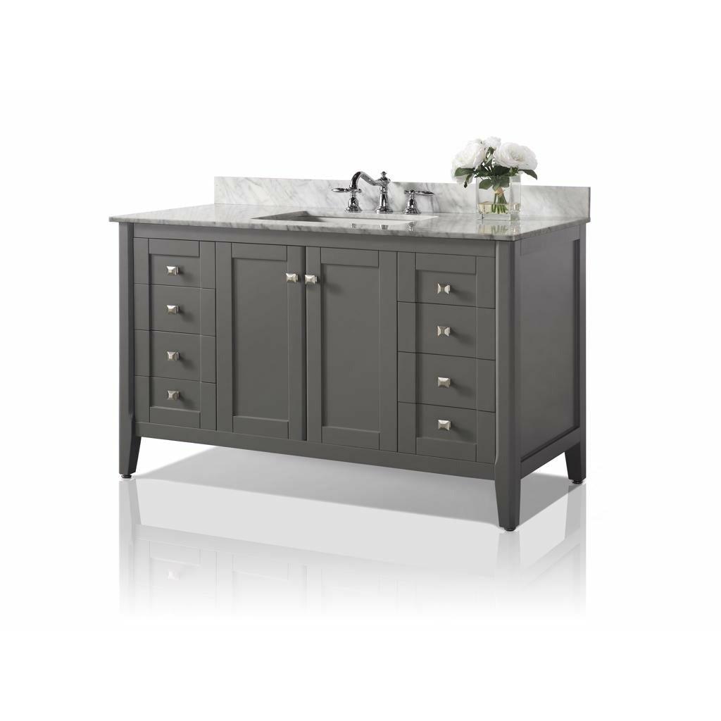 Ancerre Designs Shelton 48" Single Bath Vanity Set Italian Carrara White Marble Vanity Top