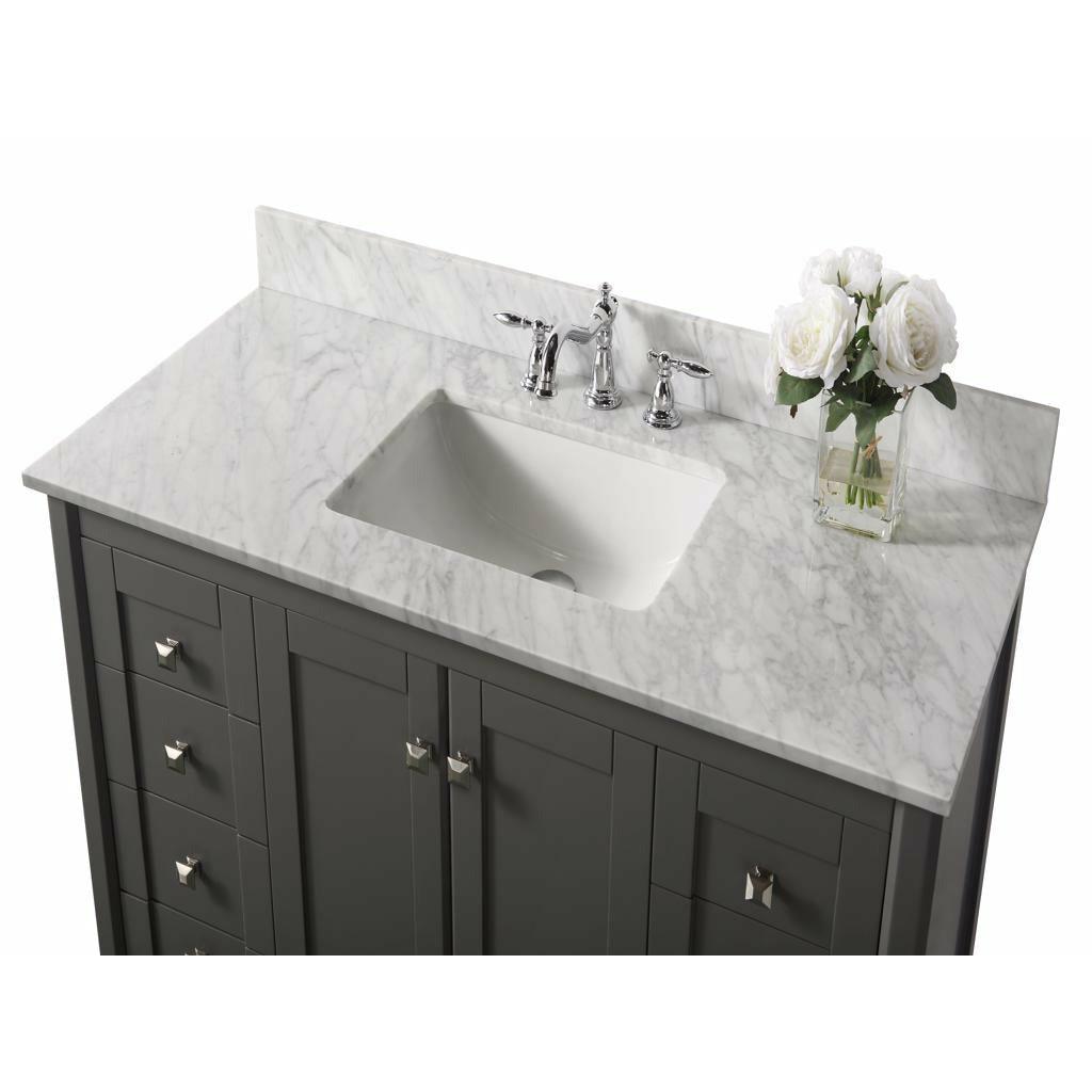 Ancerre Designs Shelton 48" Single Bath Vanity Set Italian Carrara White Marble Vanity Top