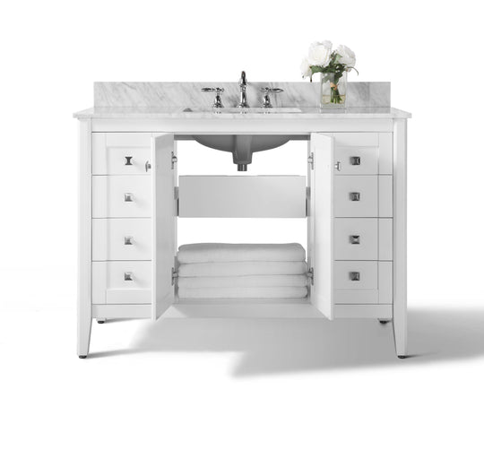 Ancerre Designs Shelton Bathroom Vanity With Sink And Carrara White Marble Top Cabinet Set