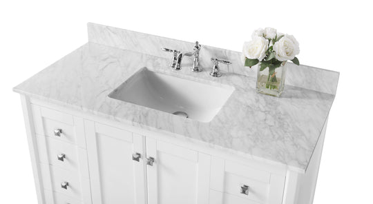 Ancerre Designs Shelton Bathroom Vanity With Sink And Carrara White Marble Top Cabinet Set