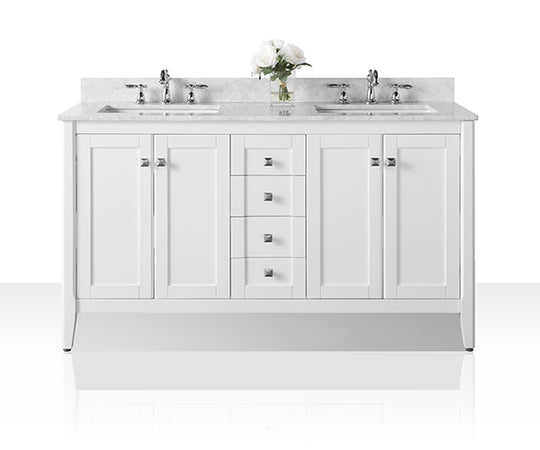 Ancerre Designs Shelton Bathroom Vanity With Sink And Carrara White Marble Top Cabinet Set