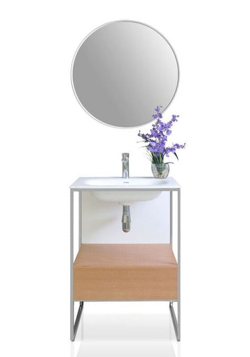 Ancerre Designs Tory Bathroom Vanity With Solid Surface Top Cabinet Set With Mirror