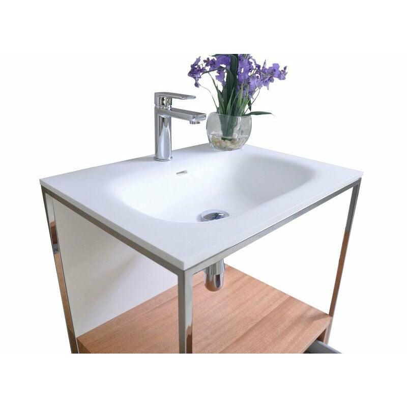 Ancerre Designs Tory Single Bath Vanity Natural Walnut White Matte Sink Top