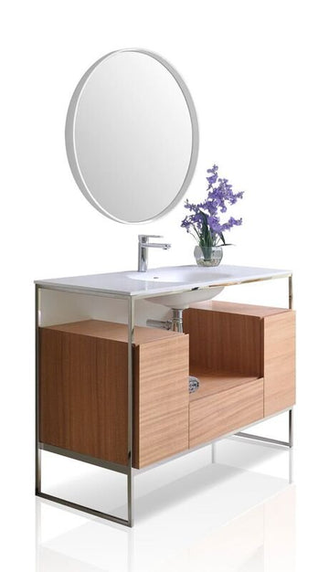 Ancerre Designs Tory Bathroom Vanity With Solid Surface Top Cabinet Set With Mirror