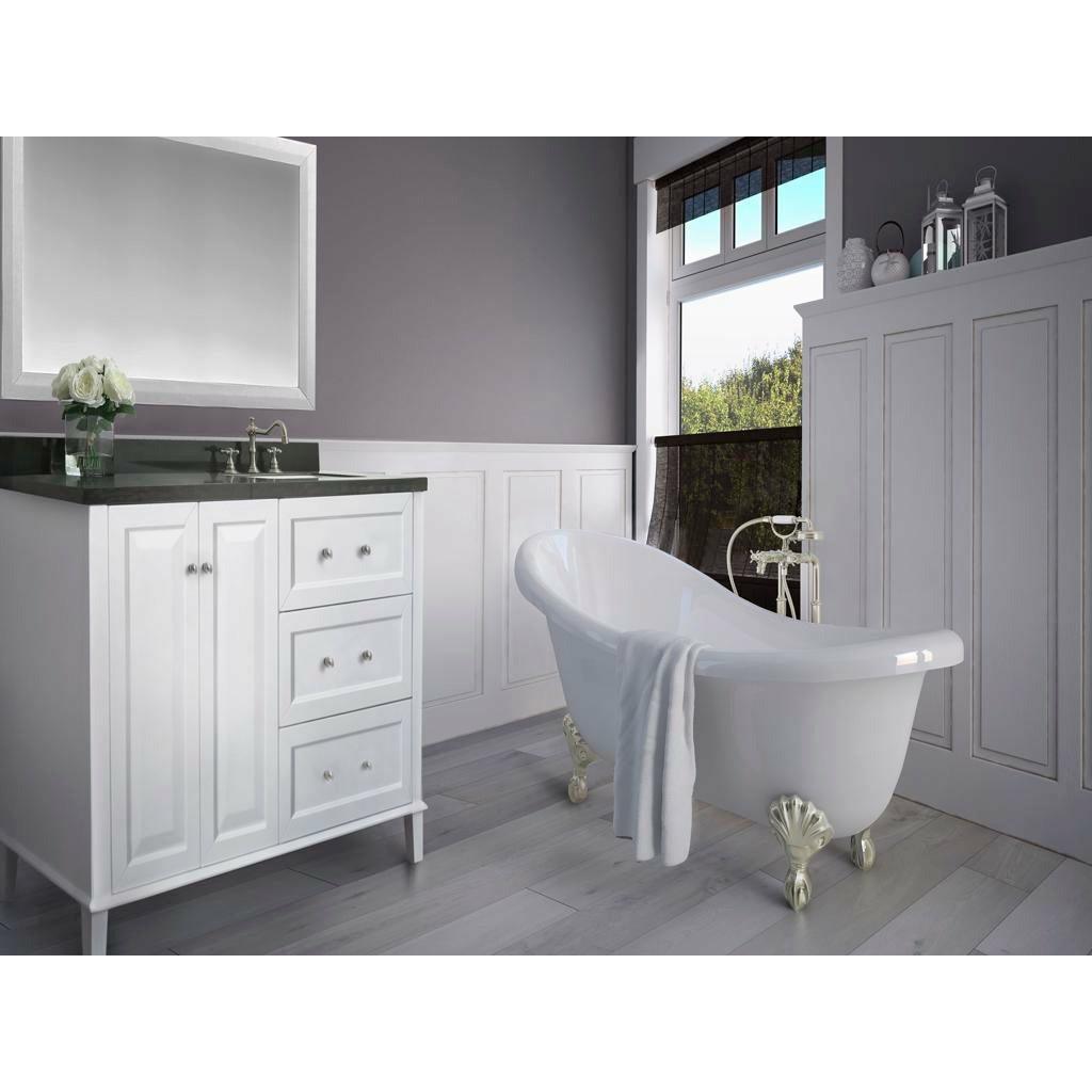 Ancerre Designs Hannah 48" Off Centered Single Vanity Set Black Quartz Vanity top