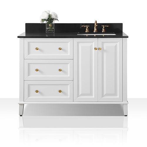 Ancerre Designs Hannah 48" Off Centered Single Vanity Set Black Quartz Vanity top