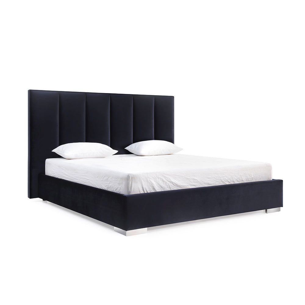 Whiteline Modern Living - Velvet Bed Queen BQ1655-BLK