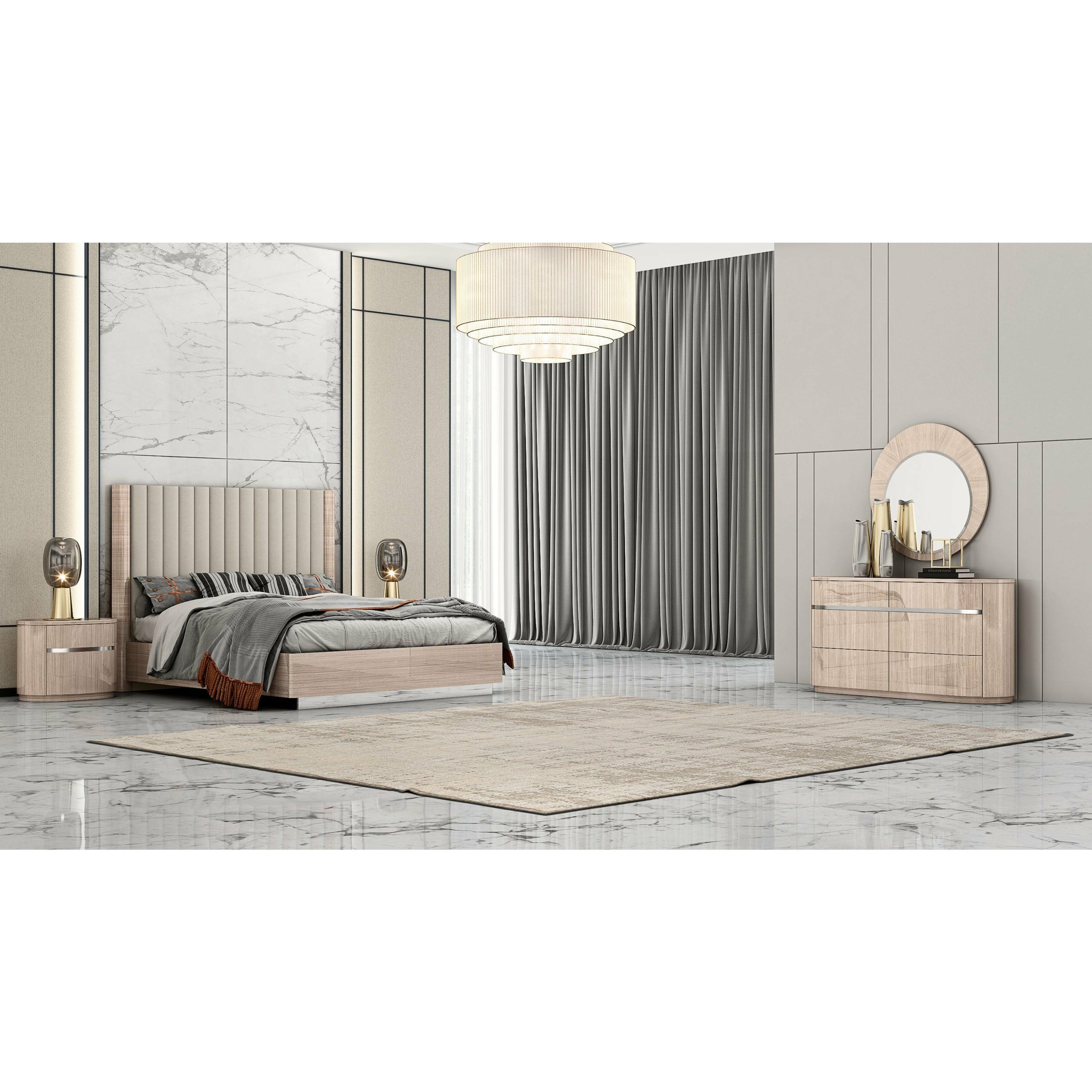 Whiteline Modern Living - Waves Bed Full BF1753-BEI/BEI