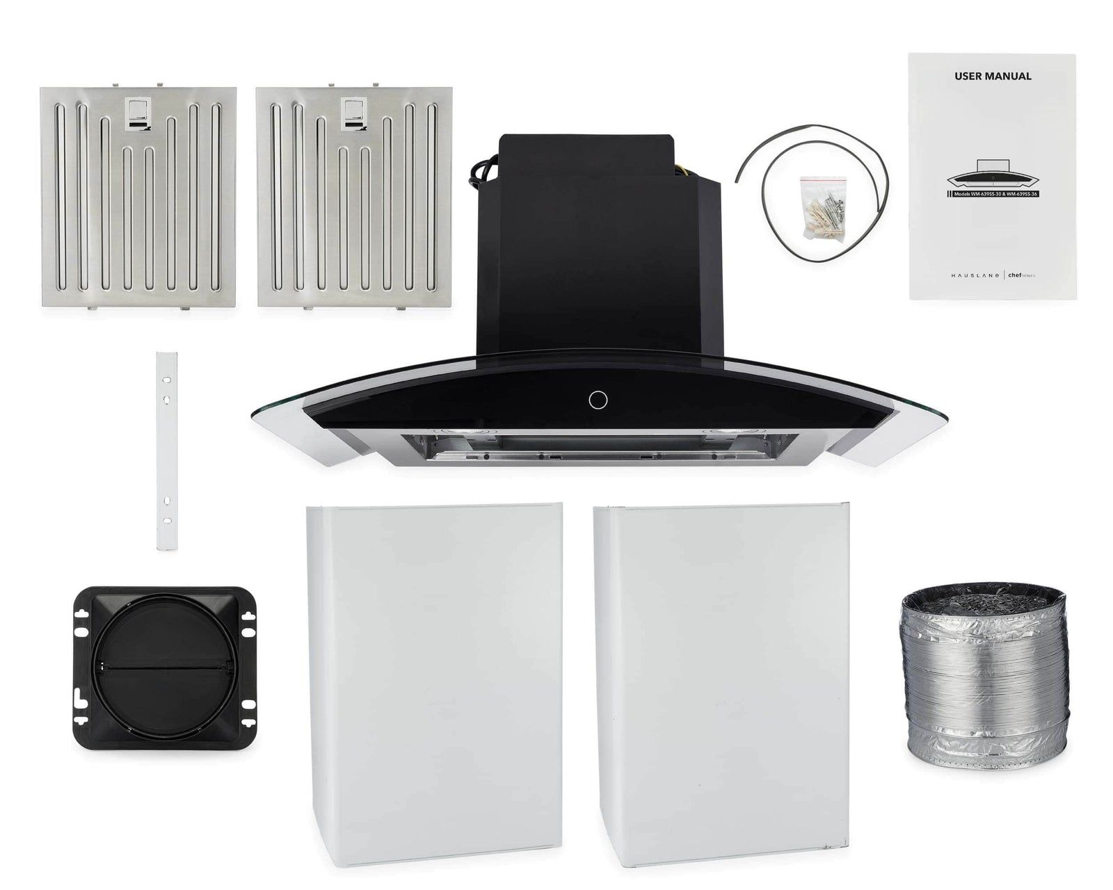 Hauslane Wall Mount Touch Control Range Hood with Tempered Glass in Stainless Steel (WM-639SS-36)