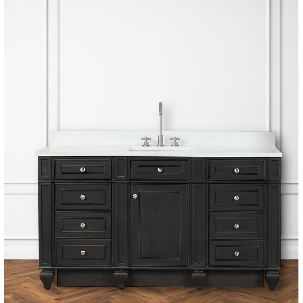 Design Element WN-60S-W Winston 60 Inch Freestanding Single Sink Bathroom Vanity