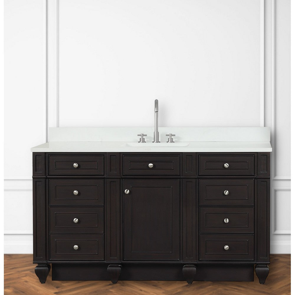 Design Element WN-60S-W Winston 60 Inch Freestanding Single Sink Bathroom Vanity