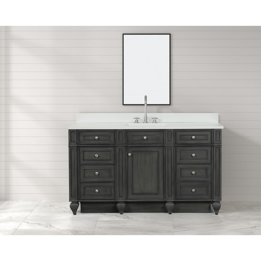 Design Element WN-60S-W Winston 60 Inch Freestanding Single Sink Bathroom Vanity