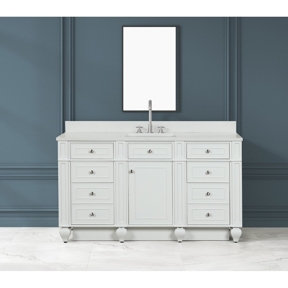 Design Element WN-60S-W Winston 60 Inch Freestanding Single Sink Bathroom Vanity