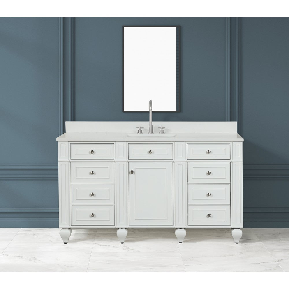 Design Element WN-60S-W Winston 60 Inch Freestanding Single Sink Bathroom Vanity